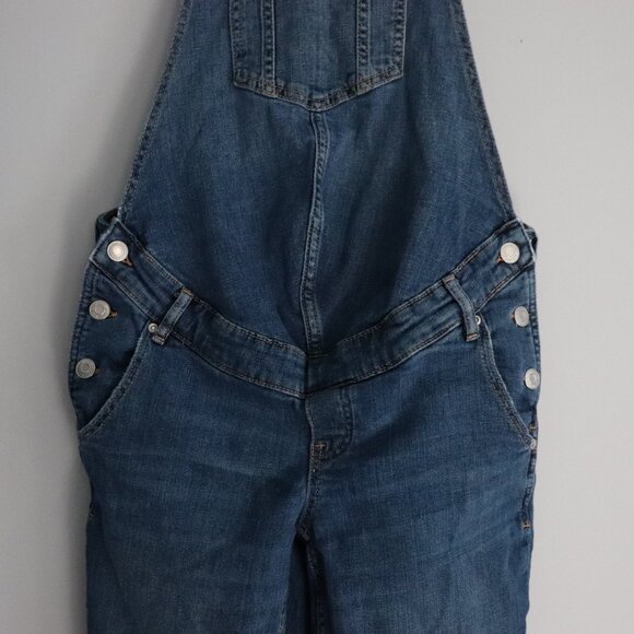 H&M Maternity Medium Wash Blue S One Piece Distressed Denim Dungaree Overalls - Picture 7 of 15
